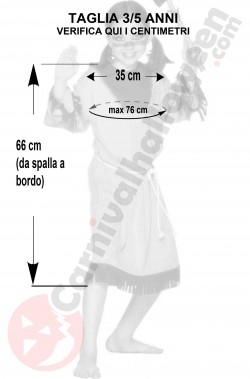 Misure costume carnevale Bambina indiana economico 3 5 anni