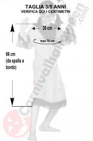 Misure costume carnevale Bambina indiana economico 3 5 anni