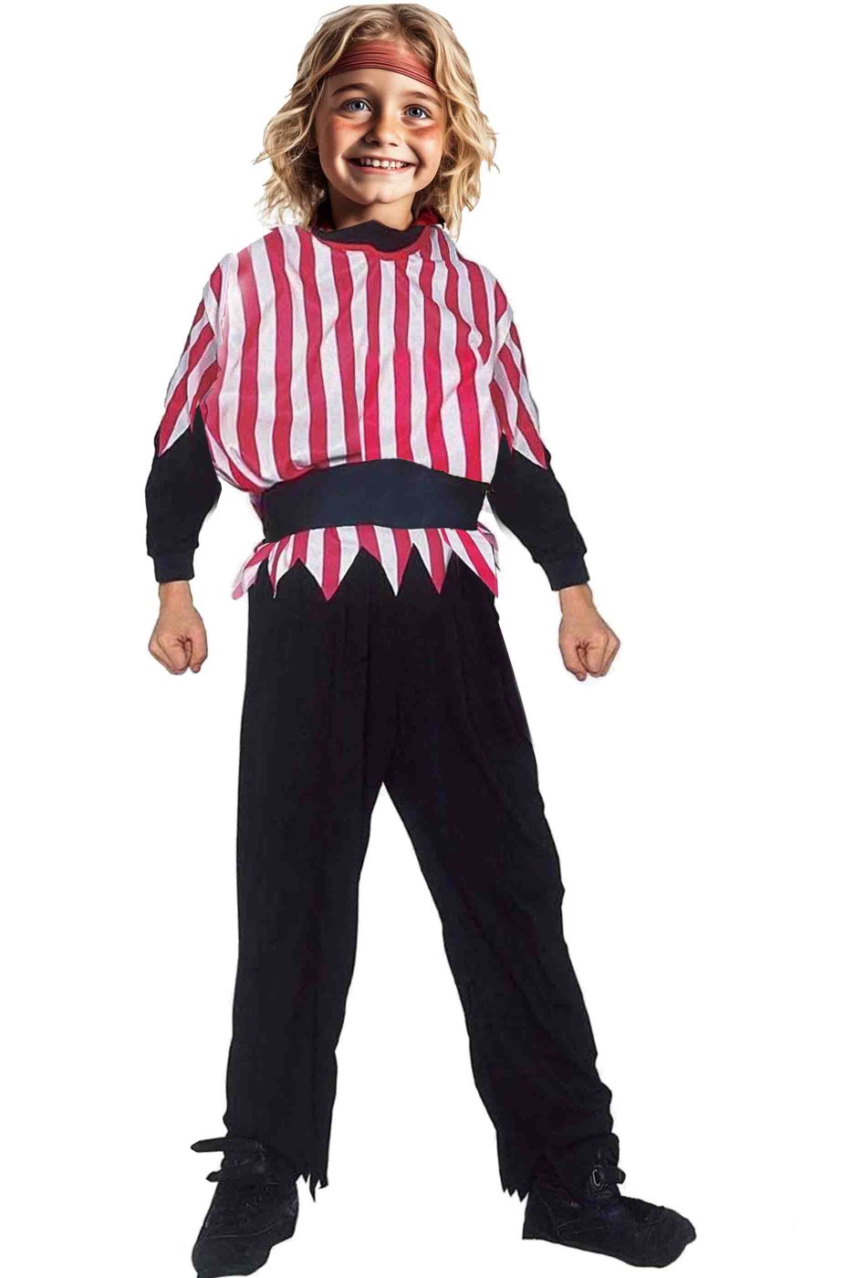 Costume carnevale da pirata bambino rosso bianco e nero
