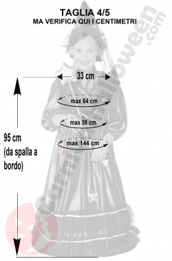 Misure Costume di carnevale fata turchina 4 5 anni