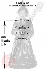Misure Costume di carnevale fata turchina 4 5 anni