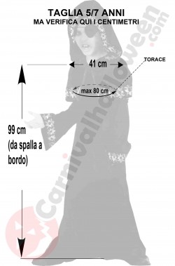 Misure costume Halloween Pirata Gotico della Morte 5 7 anni