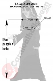 Misure costume Halloween Pirata Gotico della Morte 3 4 anni