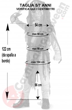 Misure del Costume Halloween bambino pirata della Luna Piena taglia 5 7 anni
