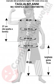 Misure costume di carnevale bambino di cotone da pirata 5 7 anni