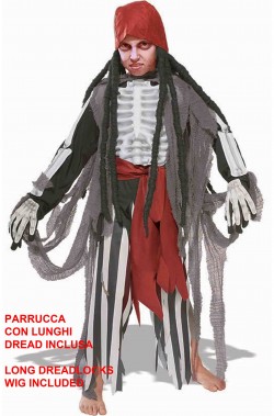 Costume da pirata bambino con parrucca e guanti