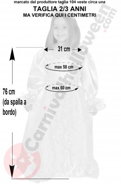 Misure del Costume da Principessa rosa bambina con paillettes 2 3 anni