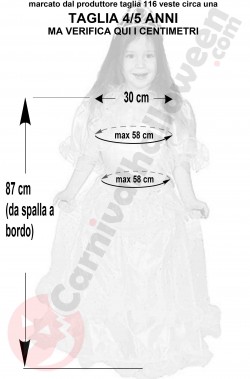 Misure vestito di carnevale a maniche corte da principessa rosa