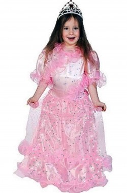Vestito di carnevale da principessa rosa maniche corte
