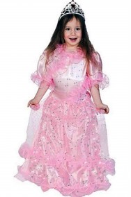 Vestito di carnevale da principessa rosa maniche corte