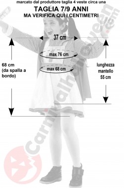 Misure del costume da infermiera bambina della Croce Rossa