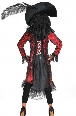 Costume da pirata bambina rosso e nero 700