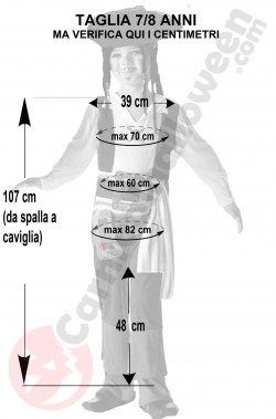 Misure del costume di Jack Sparrow bambino Disney