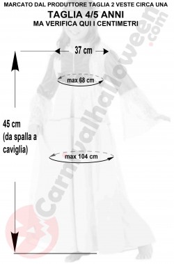 Misure del Costume carnevale Bambina Principessa Medievale taglia 3 5 anni