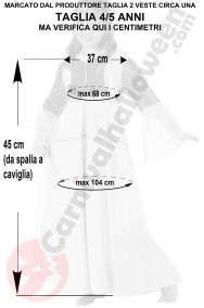 Misure del Costume carnevale Bambina Principessa Medievale taglia 3 5 anni