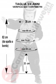 Misure del costume da Scimmia bambino 3 4 anni