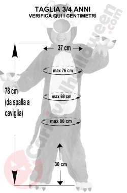 Misure del costume da gatto silvestro bambino blu