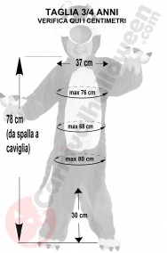 Misure del costume da gatto silvestro bambino blu