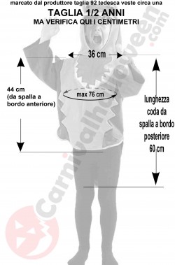 Misure costume da coccodrillo bambino taglia 1 2 anni
