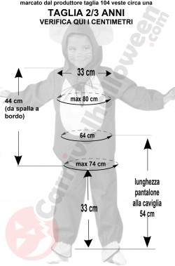 Misure costume da topolino 2 3 anni