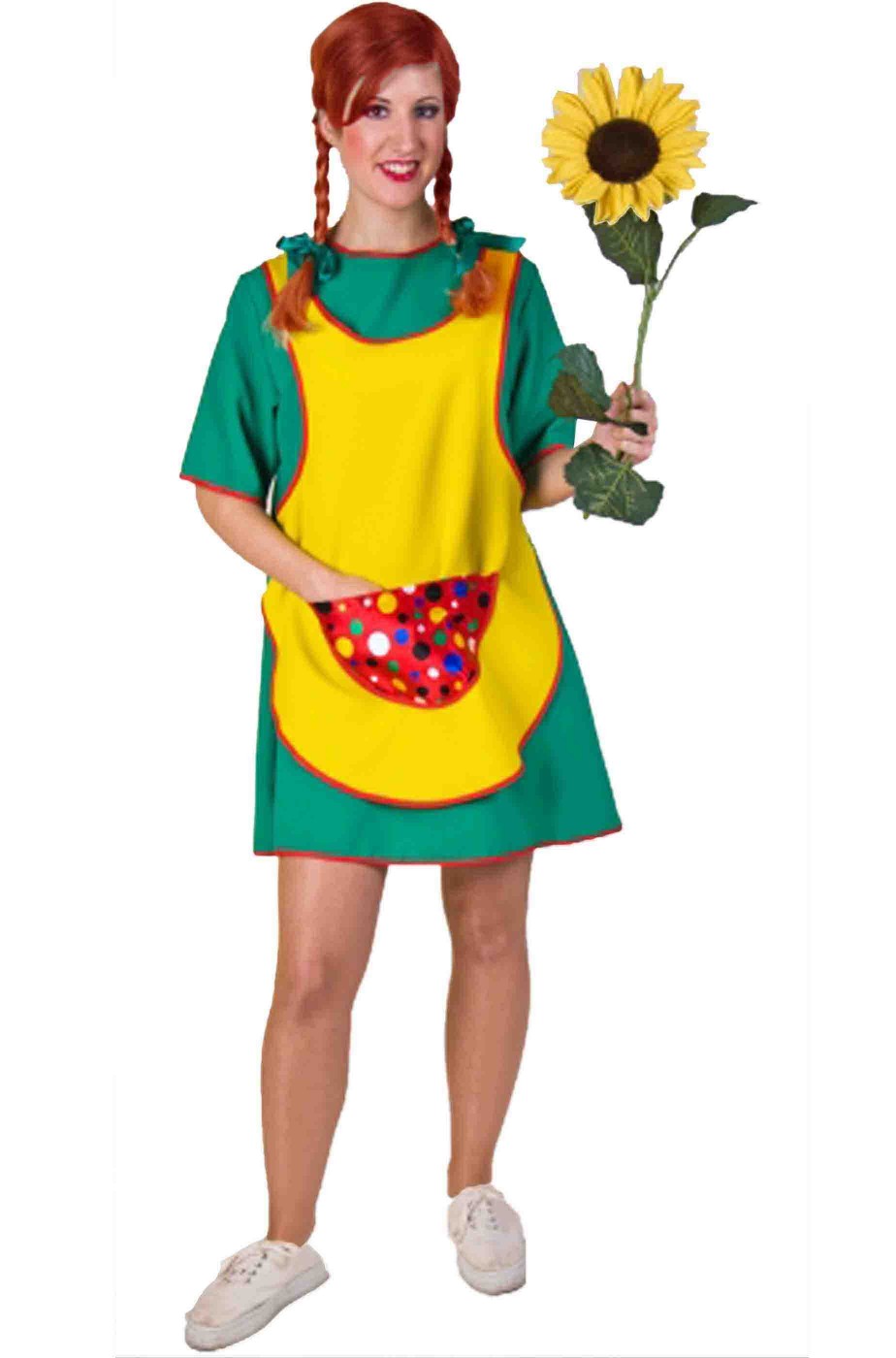 Costume carnevale donna giardiniera calze lunghe delle pippi