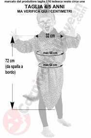Misure del costume da leopardo bambino taglia 4 5 anni