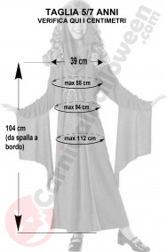 Misure costume dama medievale principessa araba 5 7 anni