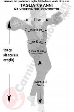 Misure del costume da leopardo bambina taglia 7 9 anni