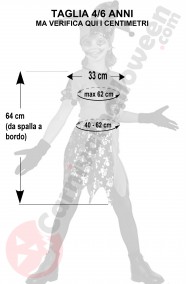 Misure del costume Halloween bambina Jester horror 4 6 anni