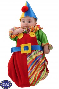 Costume di carnevale da bambino neonato clown pagliaccio a sacco