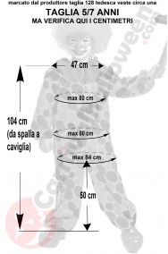 Misure del costume da pagliaccio bambino 5 7 anni