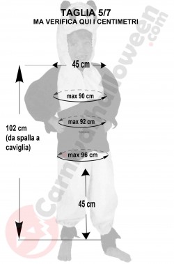 Misure del costume da Panda bambino taglia 5 7 anni
