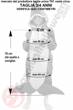 Misure del costume da squalo bambino 4 6 anni