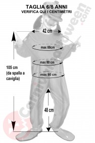 Misure del costume da clown bambino taglia 6 8 anni
