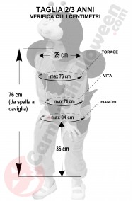 Misure del costume di carnevale da ape bambino 2 3 anni