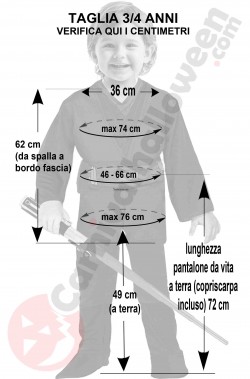 Misure del costume di Anakin Skywalker bambino 3 4 anni