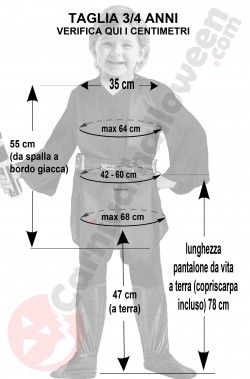 Misure del costume di Anakin Skywalker de luxe taglia 3 4 anni