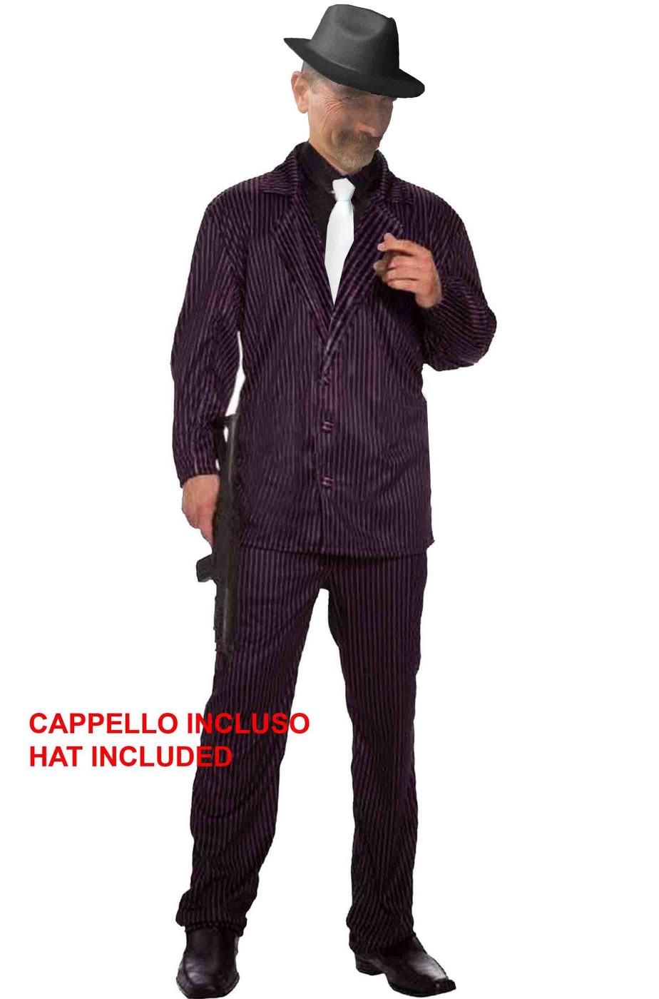 Costume Gangster gessato anni 20 economico con cappello