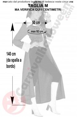 Misure costume da gangster donna spolverino gessato lungo