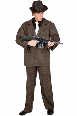 Vestito da gangster uomo gessato grigio fumo di Londra