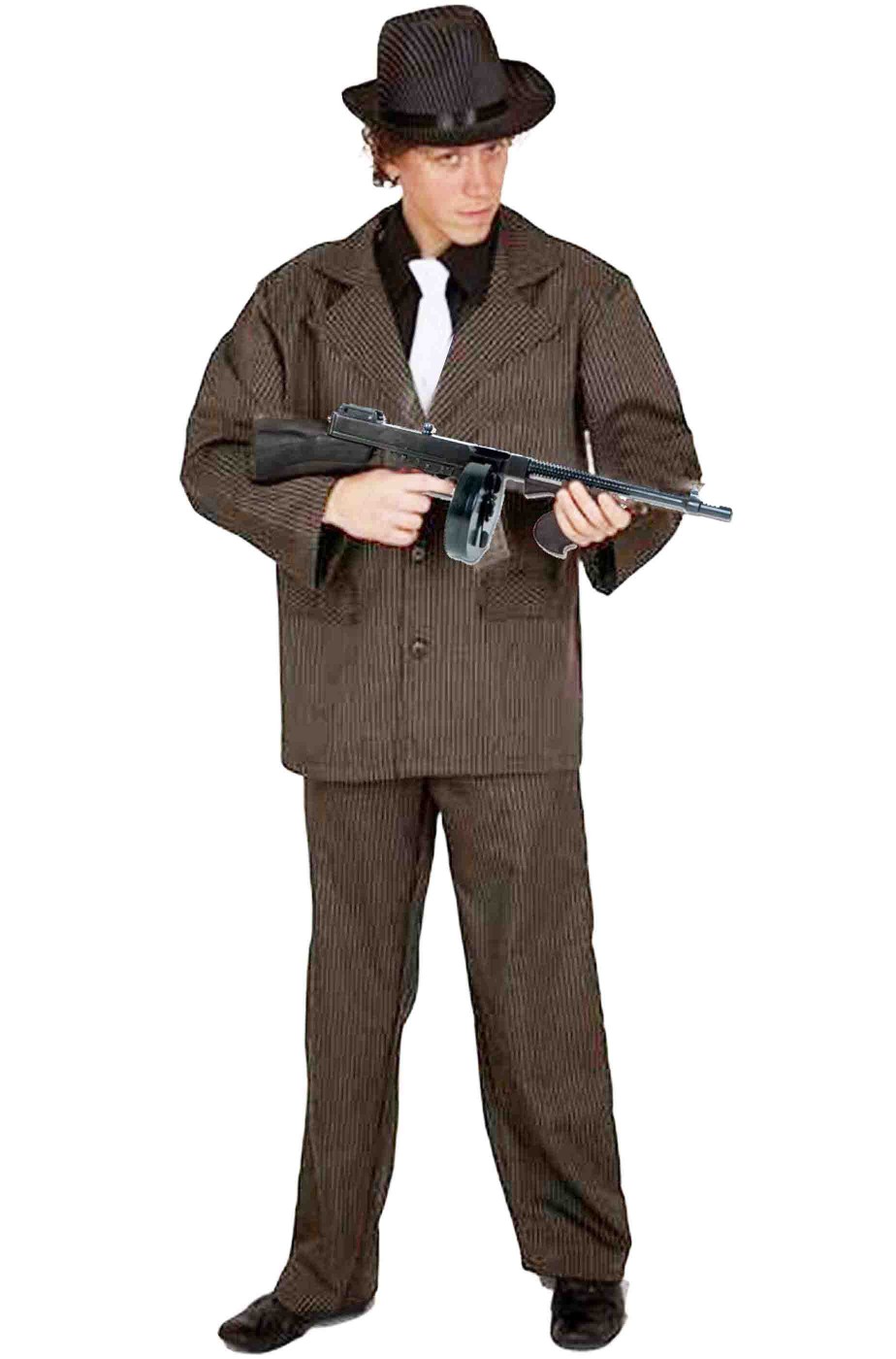 Vestito da gangster uomo gessato grigio fumo di Londra