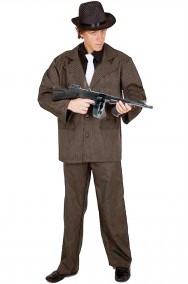 Vestito da gangster uomo gessato grigio fumo di Londra