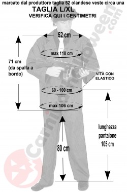 Misure del vestito da gangster anni 20 taglia L XL