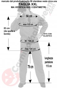 Misure costume gangster Gomez taglia XXL gessato bianco e nero
