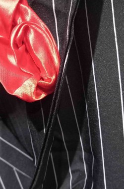 Tessuto del costume da gangster con rosa rossa