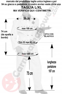 Misure del costume da ganster bianco taglia L XL
