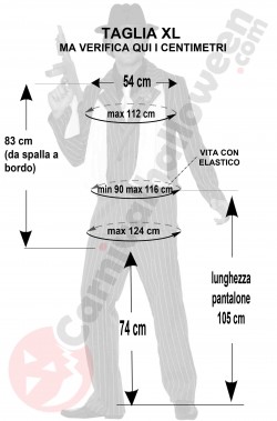 Misure del costume da gangster marrone taglia XL