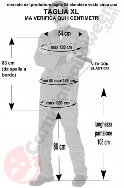 Misure del costume da Gomez Addams taglia XL