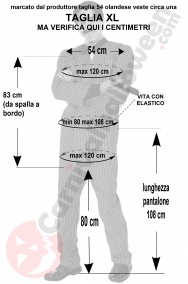 Misure del costume da Gomez Addams taglia XL