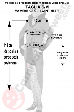Misure del costume da vampira con frac taglia S M